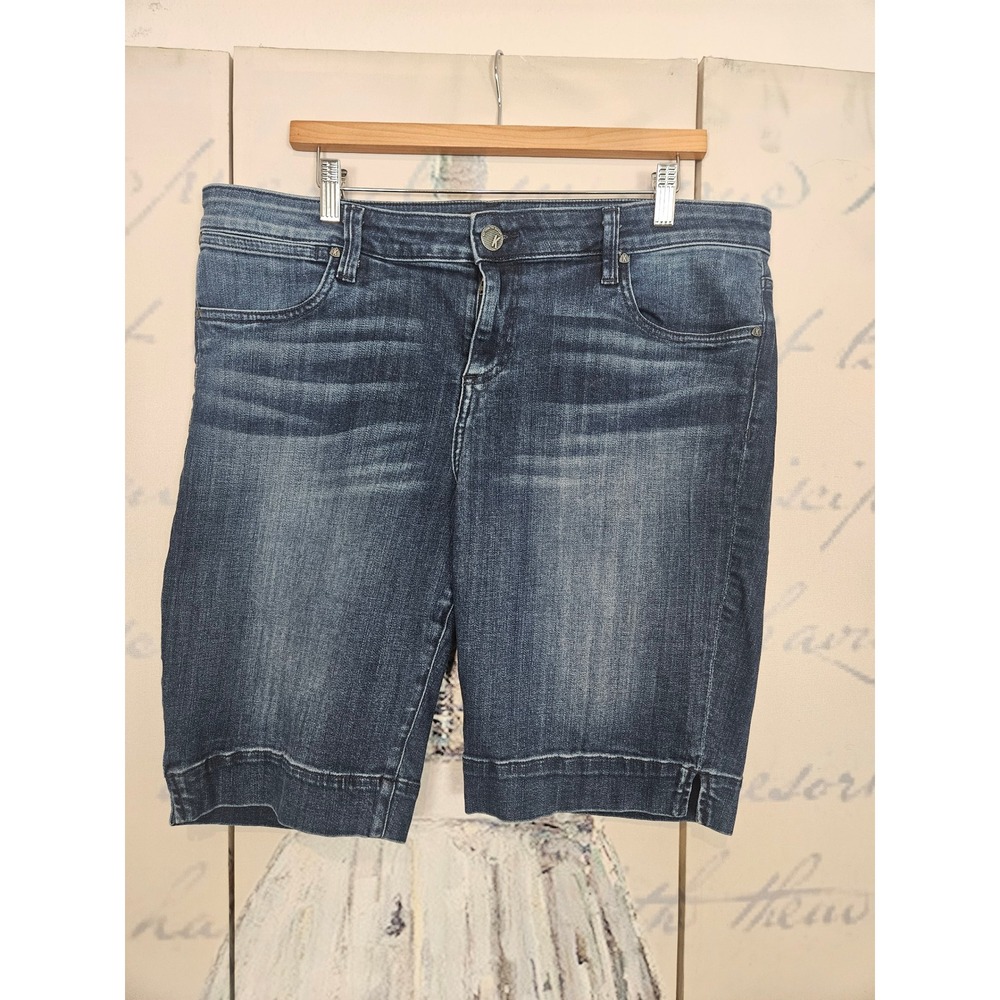 Kut from the Kloth Faded Dark Blue Denim Bermuda Shorts